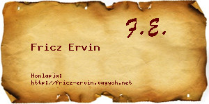Fricz Ervin névjegykártya